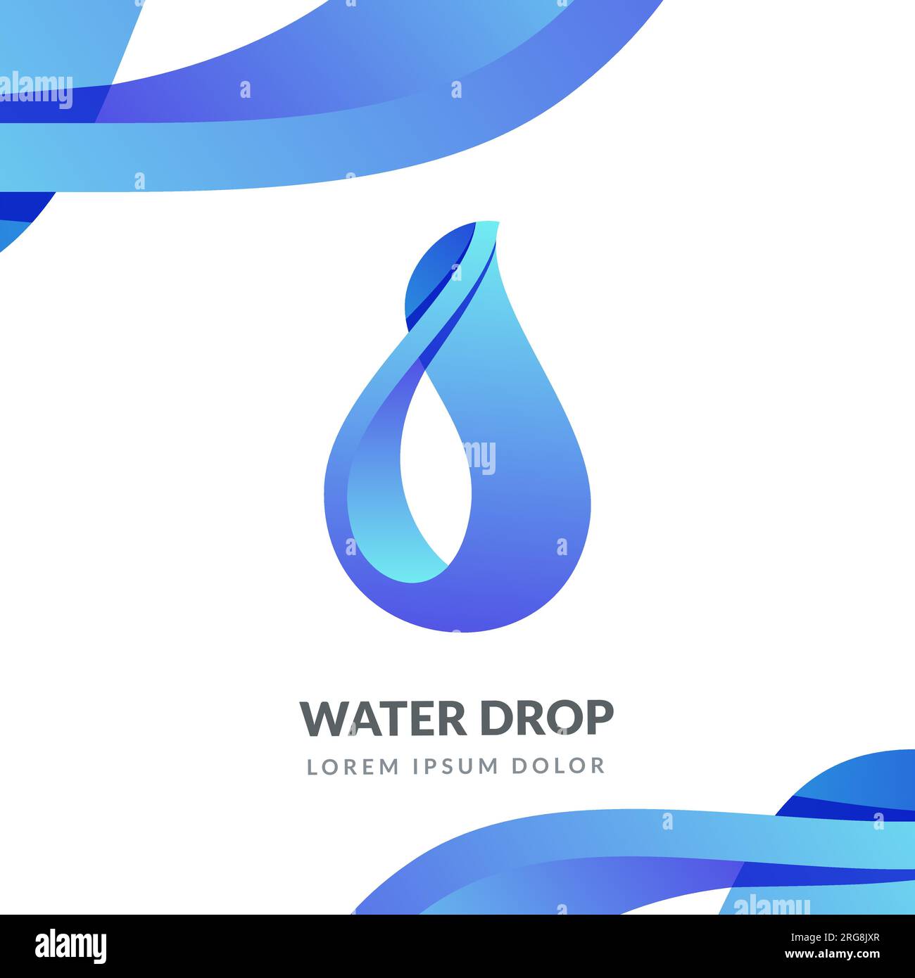 Water drop logo sign emblem design template. Abstract blue aqua droplet vector illustration. Stock Vector