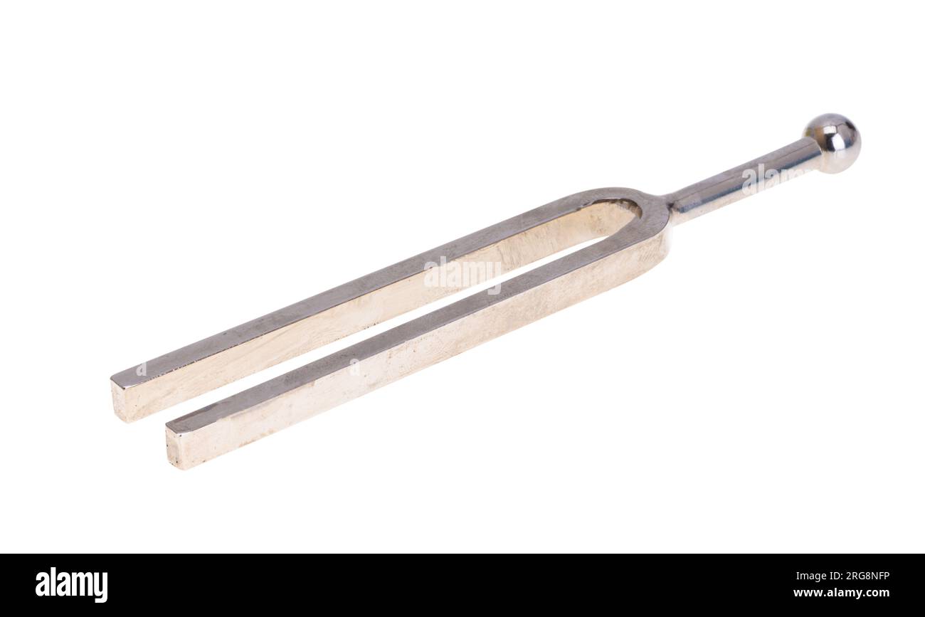 musical instrument tuning fork isolated on white background Stock Photo