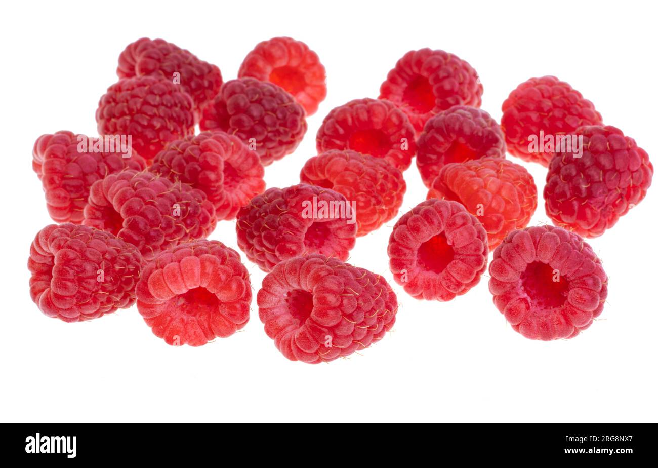 raspberries isolated on white background Stock Photo - Alamy