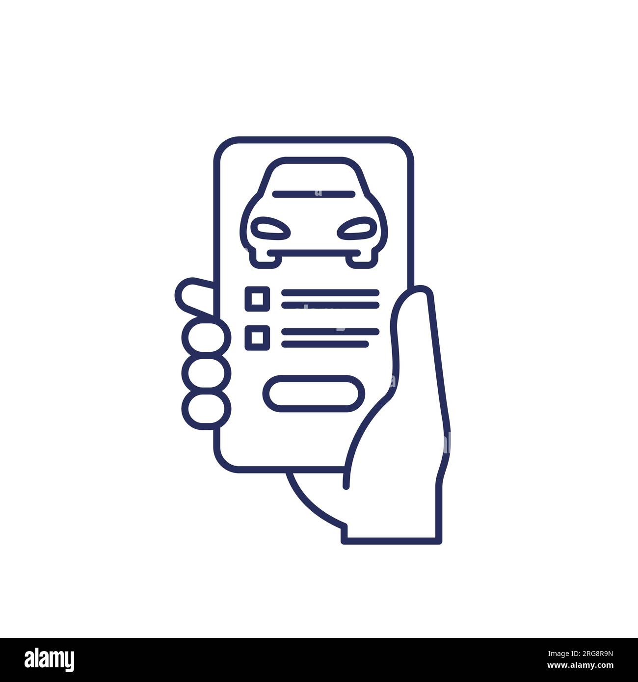 online car registration icon with a phone in hand Stock Vector