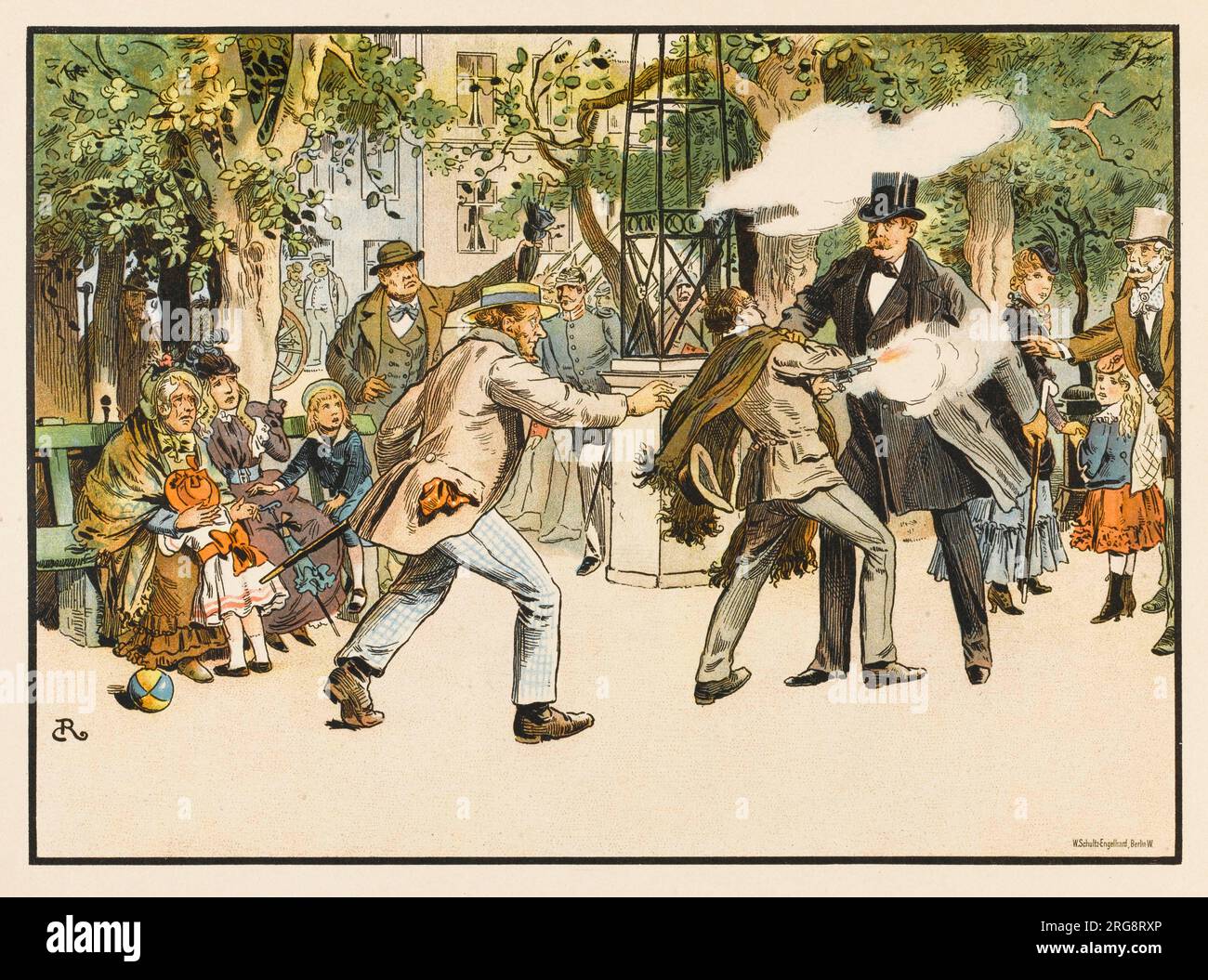 Otto von Bismarck(1815-1898) is almost assassinated in Berlin by Blind, a student in the Unter den linden. Stock Photo