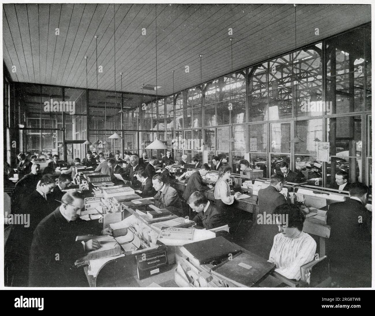 The order office at Kay's Universal Stores, Worcester, a mail-order company : these clerks are working in the 'Shopping By Post' department. Stock Photo