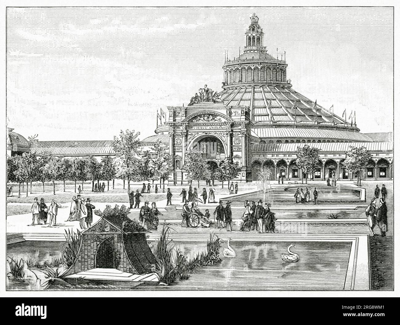 Exterior of the Vienna Universal Exhibition, entrance and grounds. Stock Photo