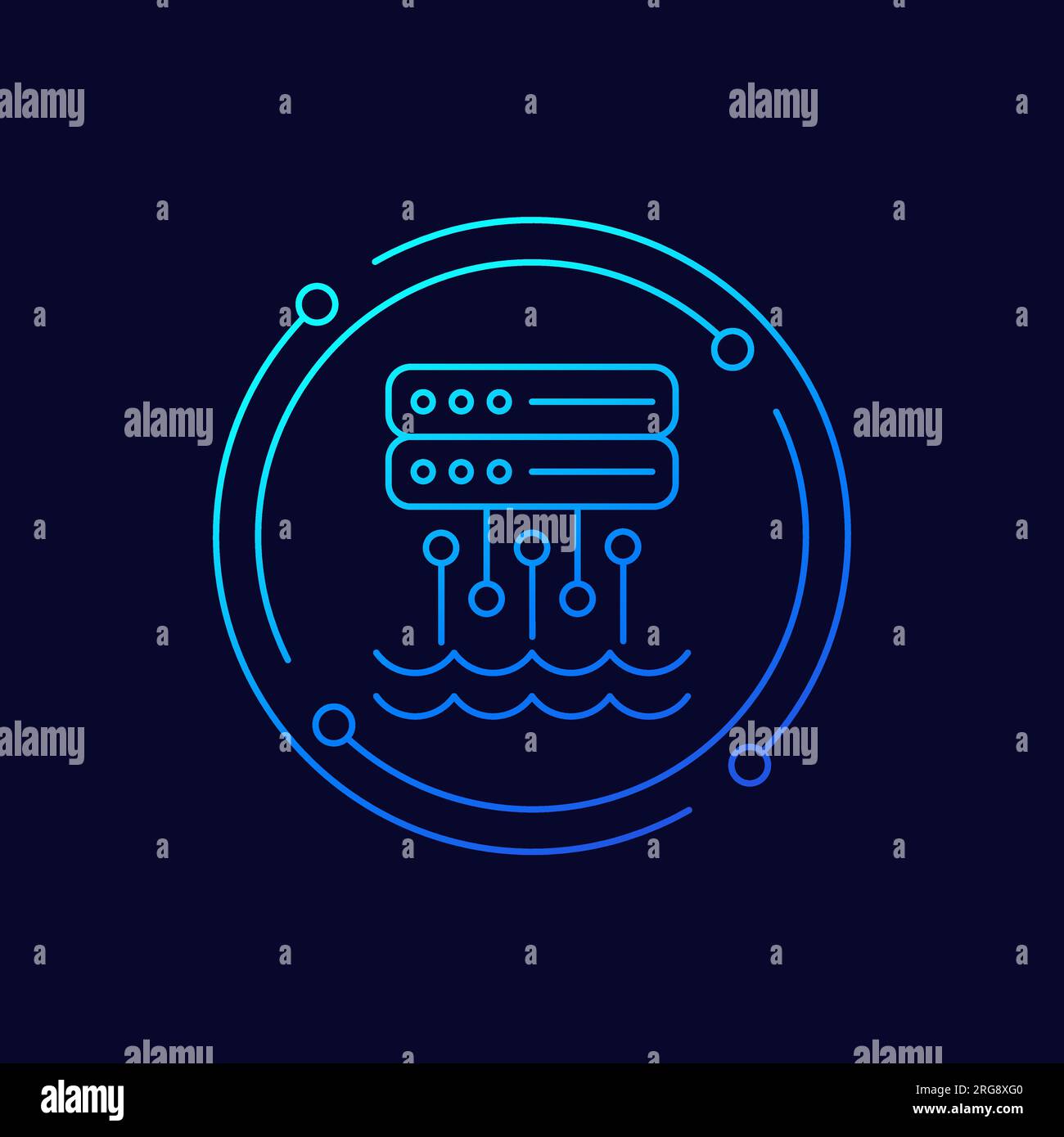 Data lake icon, storing raw data linear design Stock Vector
