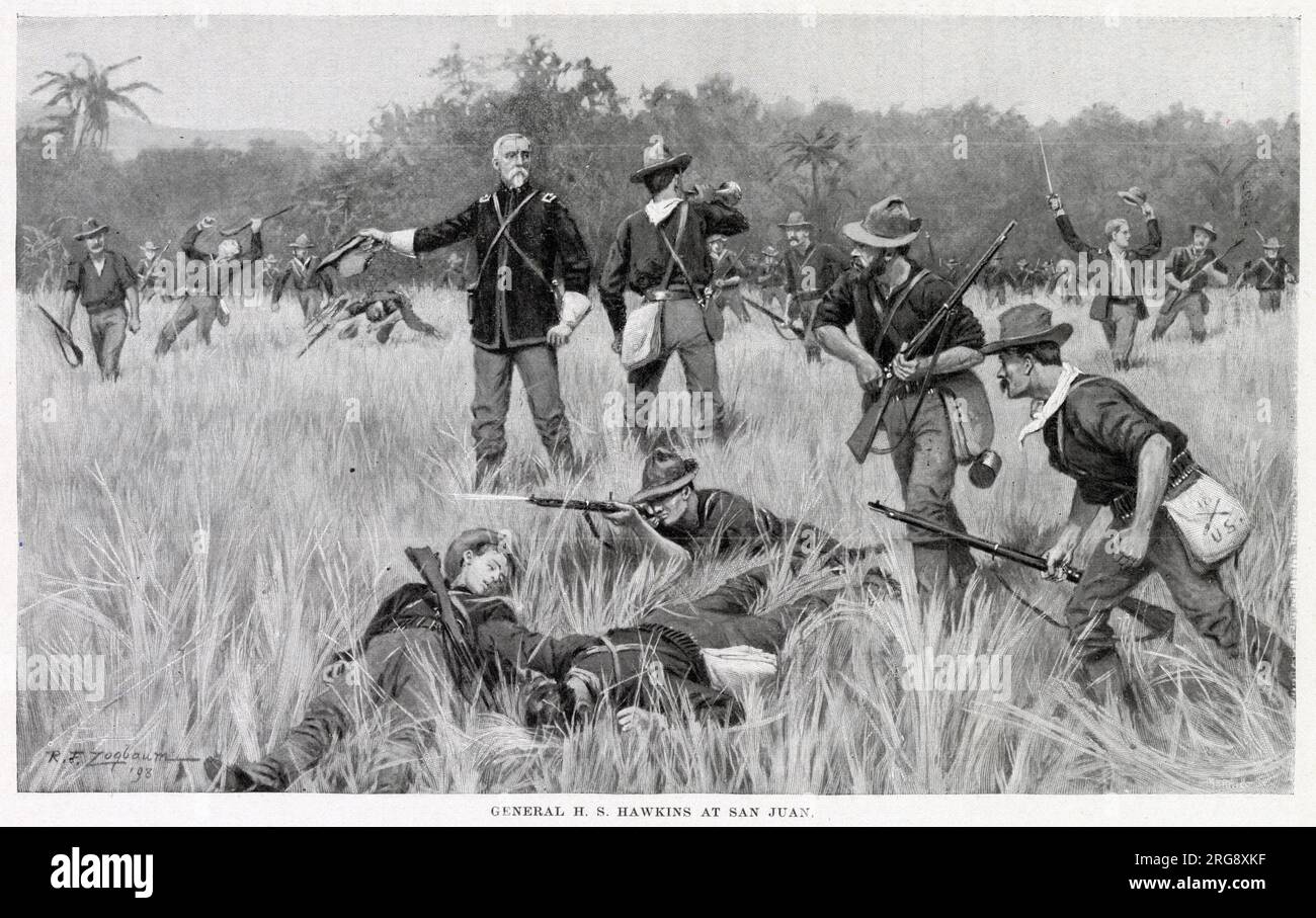 General H S Hawkins at the Battle of San Juan. Stock Photo