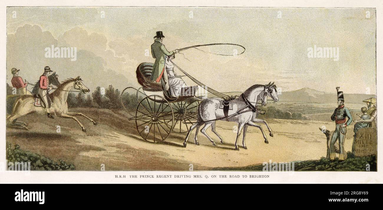 George, prince of Wales (later George IV) drives his friend Mrs Q in his carriage to Brighton. Stock Photo