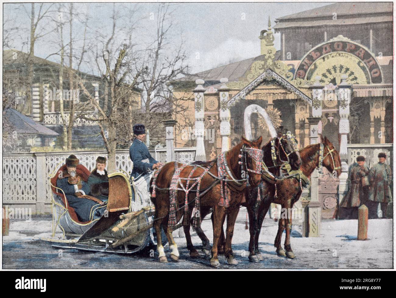 A Russian TROIKA a threehorse sledge...... Date 1890s Stock Photo