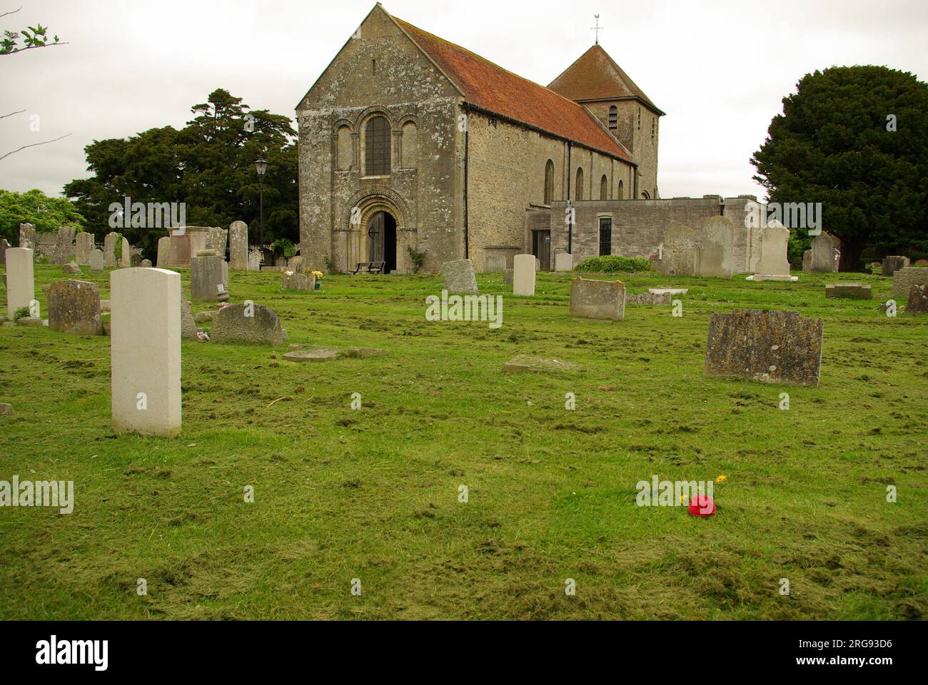 View of St Mary's Church, Portchester, Hampshire, from across the graveyard. Stock Photo
