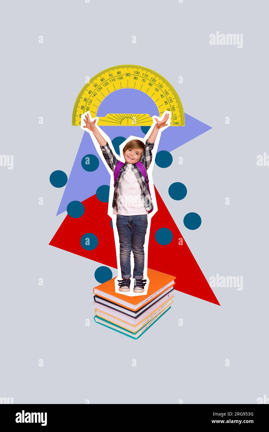 Abstract template graphics collage image of happy excited little ...