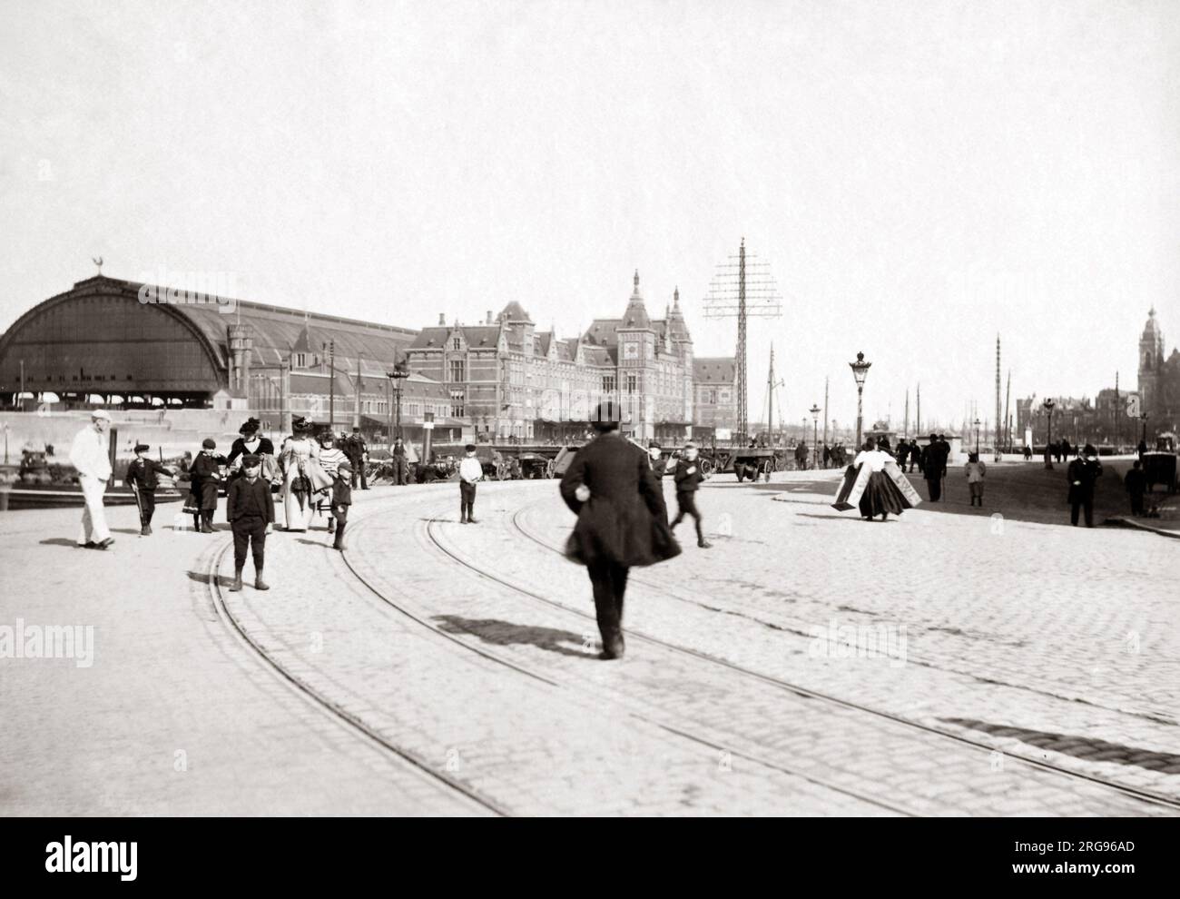 Railway station, Amsterdam, 1890s. Stock Photo