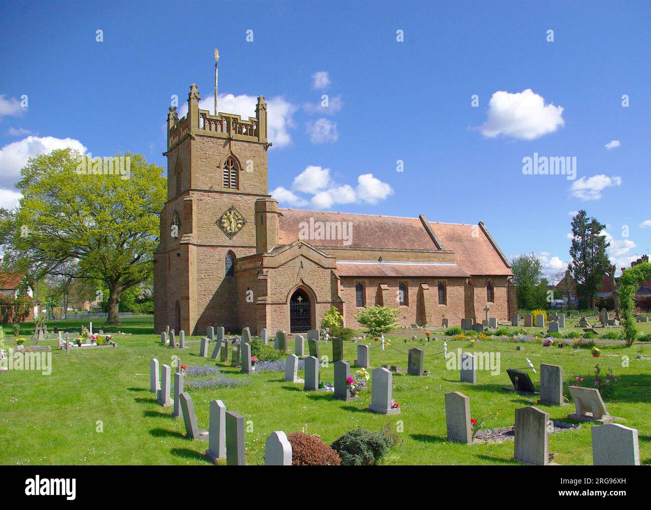 Christ Church, a Grade II listed building in Lower Broadheath, near Worcester, Worcs. Stock Photo