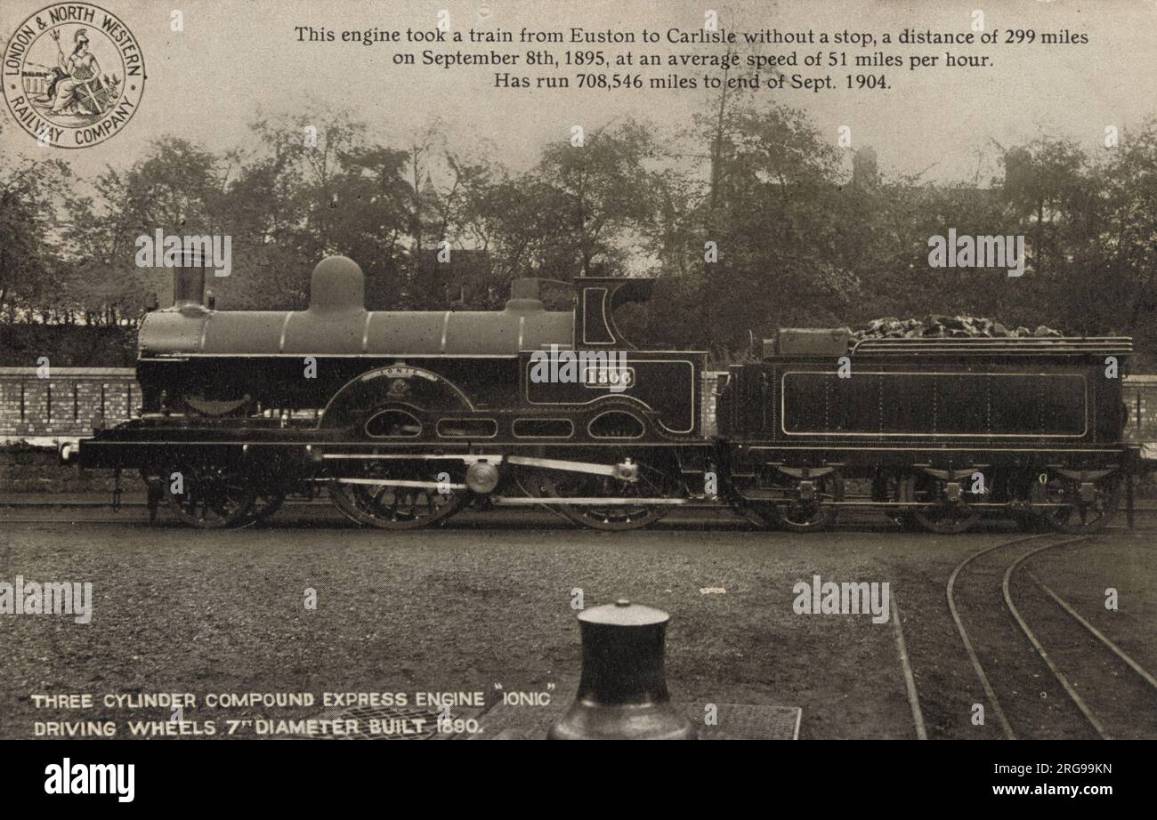 Three cylinder compound express engine, Ionic, London & North Western Railway Company. Stock Photo