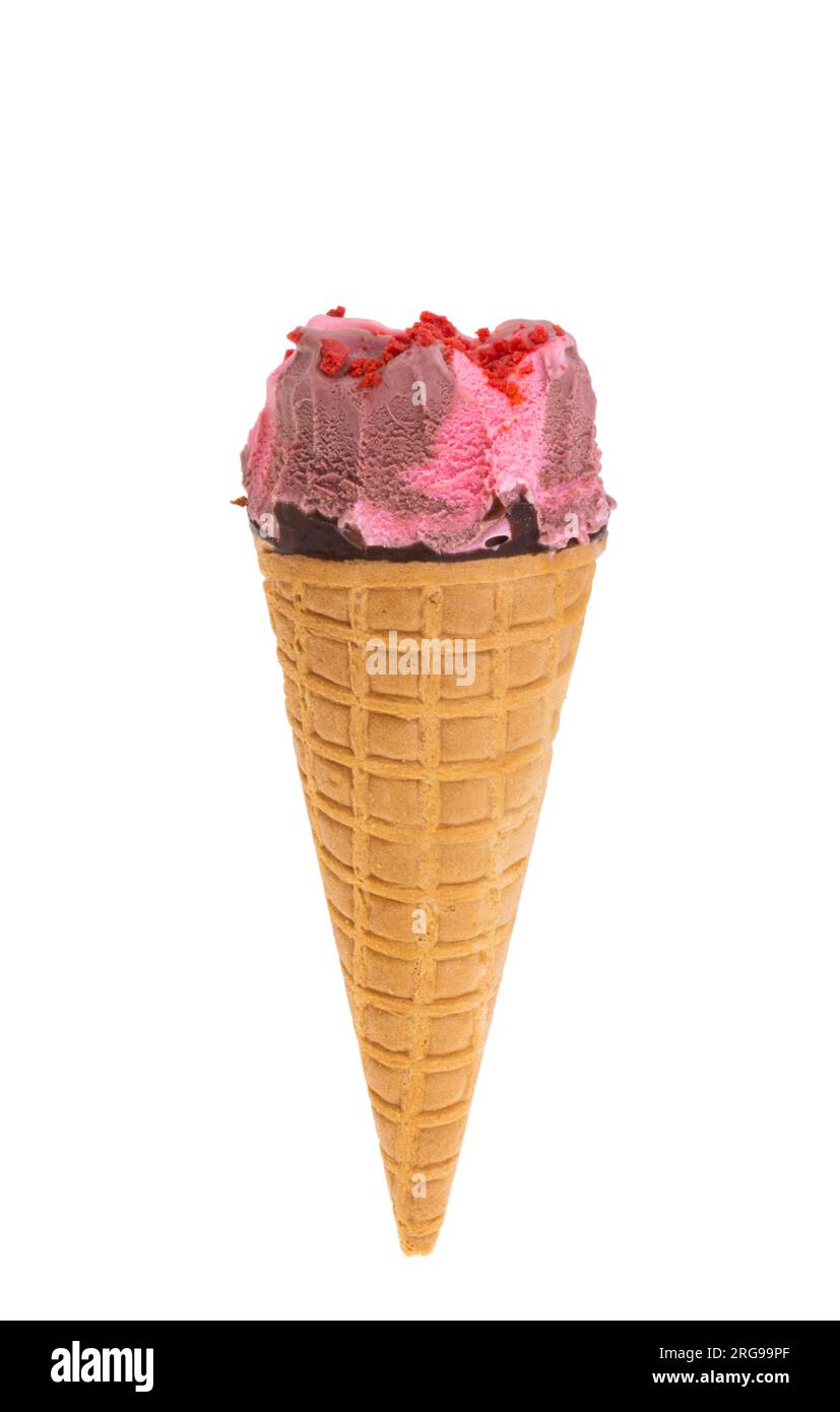 ice cream in waffle cone isolated on white background Stock Photo - Alamy
