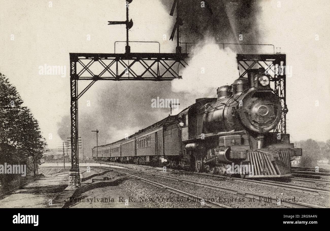 New York to Chicago express train at full speed on the Pennsylvania