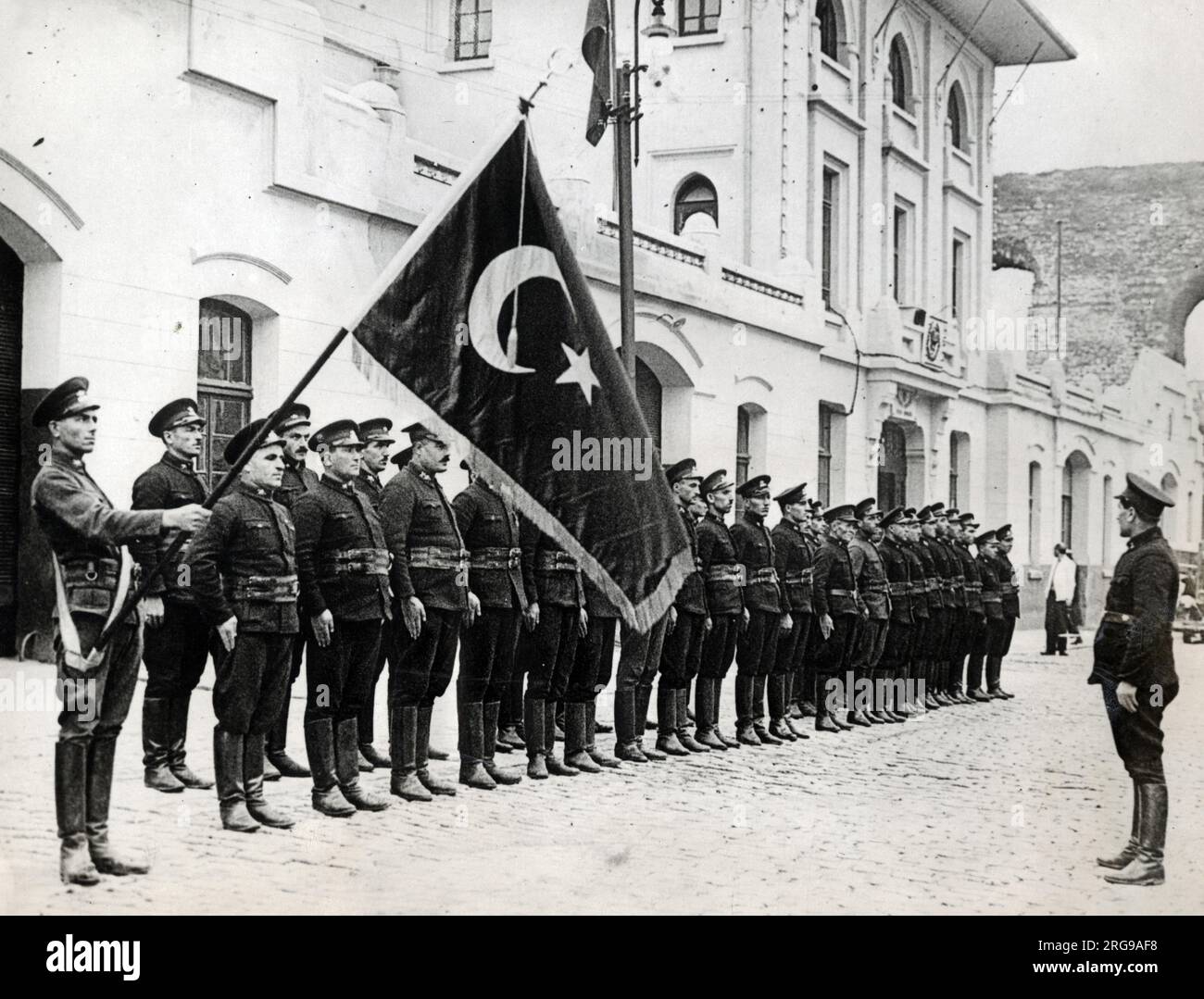 Istanbul Modern Fire Department, Turkey - Firemen lined up for inspection. Stock Photo