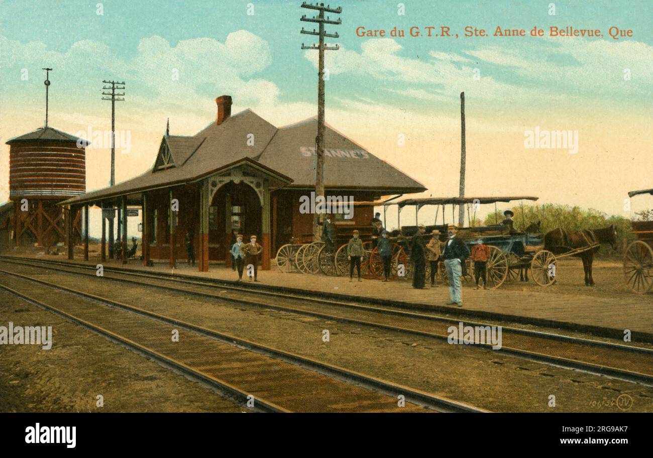 Ste Anne de Bellevue, Quebec, Canada - Railway Station of the GTR (The Grand Trunk Railway). Stock Photo