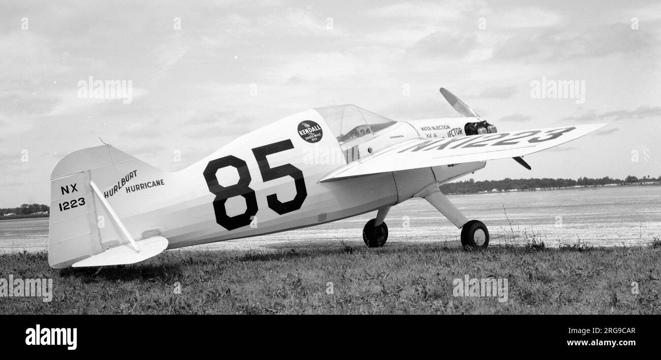 Hurlburt Hurricane NX1223 formula one racer; race number 85 - Information:- The Hurlburt Hurricane was unusual in being designed and built by three ladies; Mildred Caldwell, Margaret Hurlburt and Anna Logan of Cleveland OH.Powered by an 85hp Continental C85, the Hurricane was barred from competing in the Goodyear competition, because the event was restricted to male pilots! NX1223 was eventually flown as the Camburn Special in some competitions by Eugene 'Joe' Smith. Stock Photo