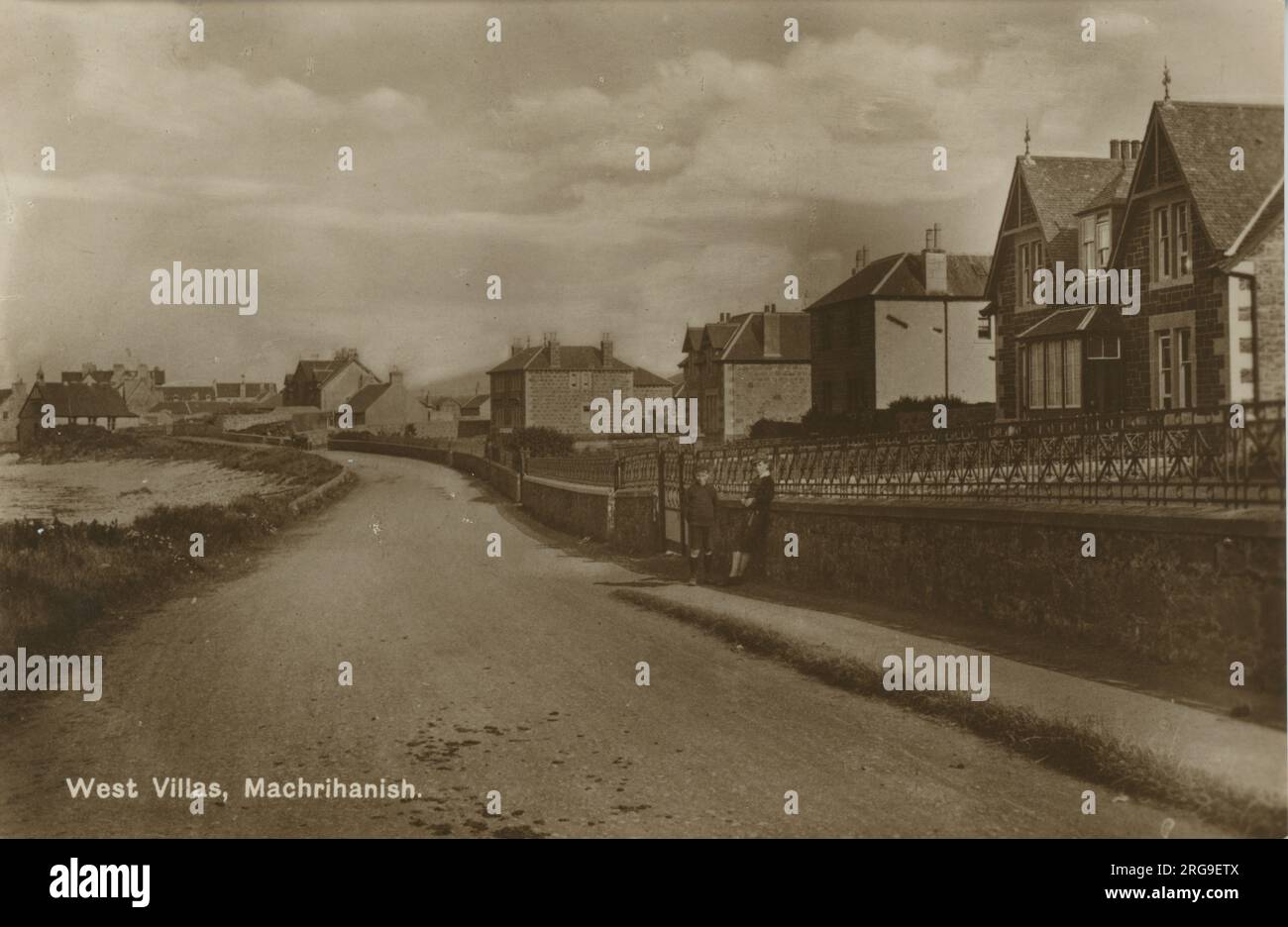 The Village (Showing West Villas), Machrihanish, Campbeltown, Argyll & Bute, Scotland. Stock Photo