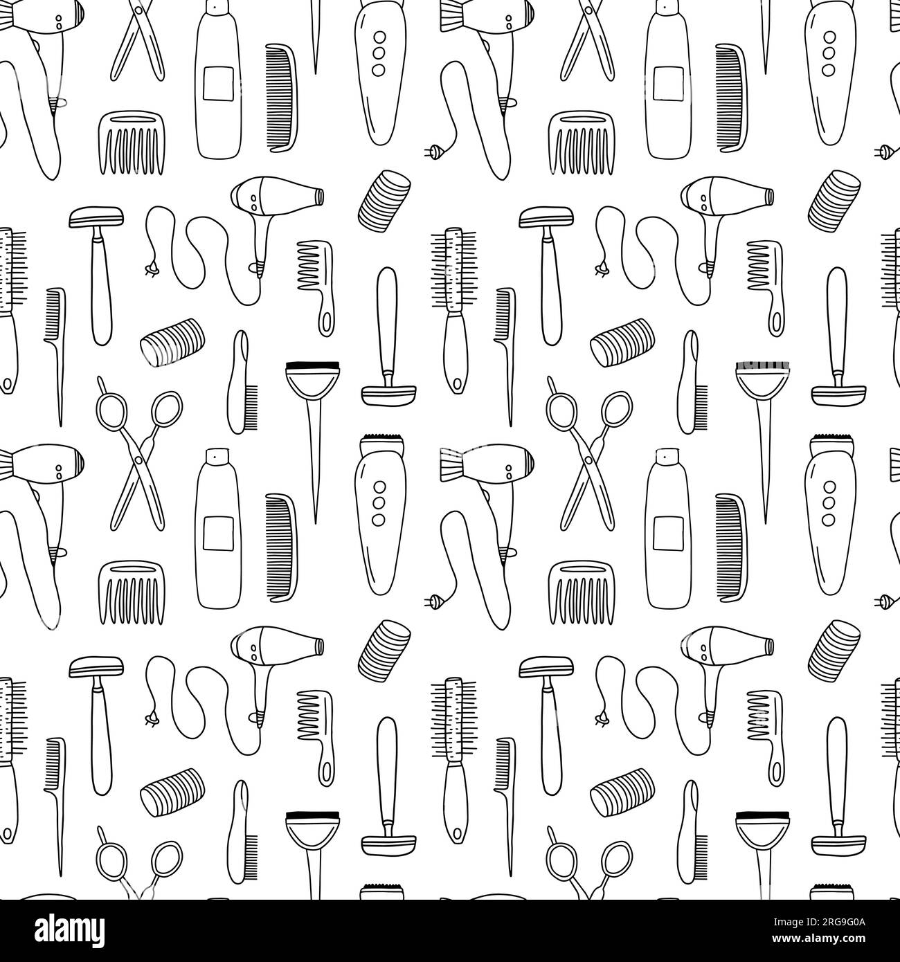 Doodle hair salon seamless pattern Stock Vector Image & Art - Alamy