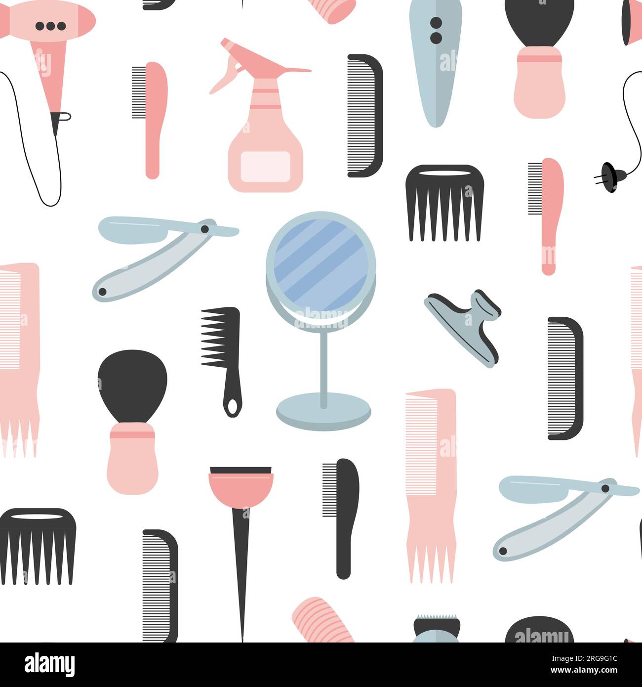 Barbershop vector flat style seamless pattern Stock Vector