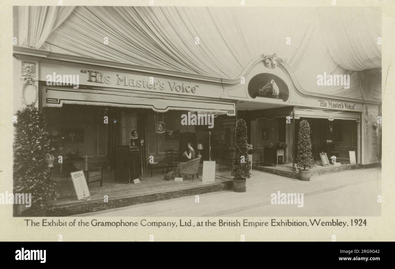 His Master's Voice (HMV) Gramophone Company Exhibition Stand, British Empire Exhibition, Wembley, Brent, London, England. Stock Photo