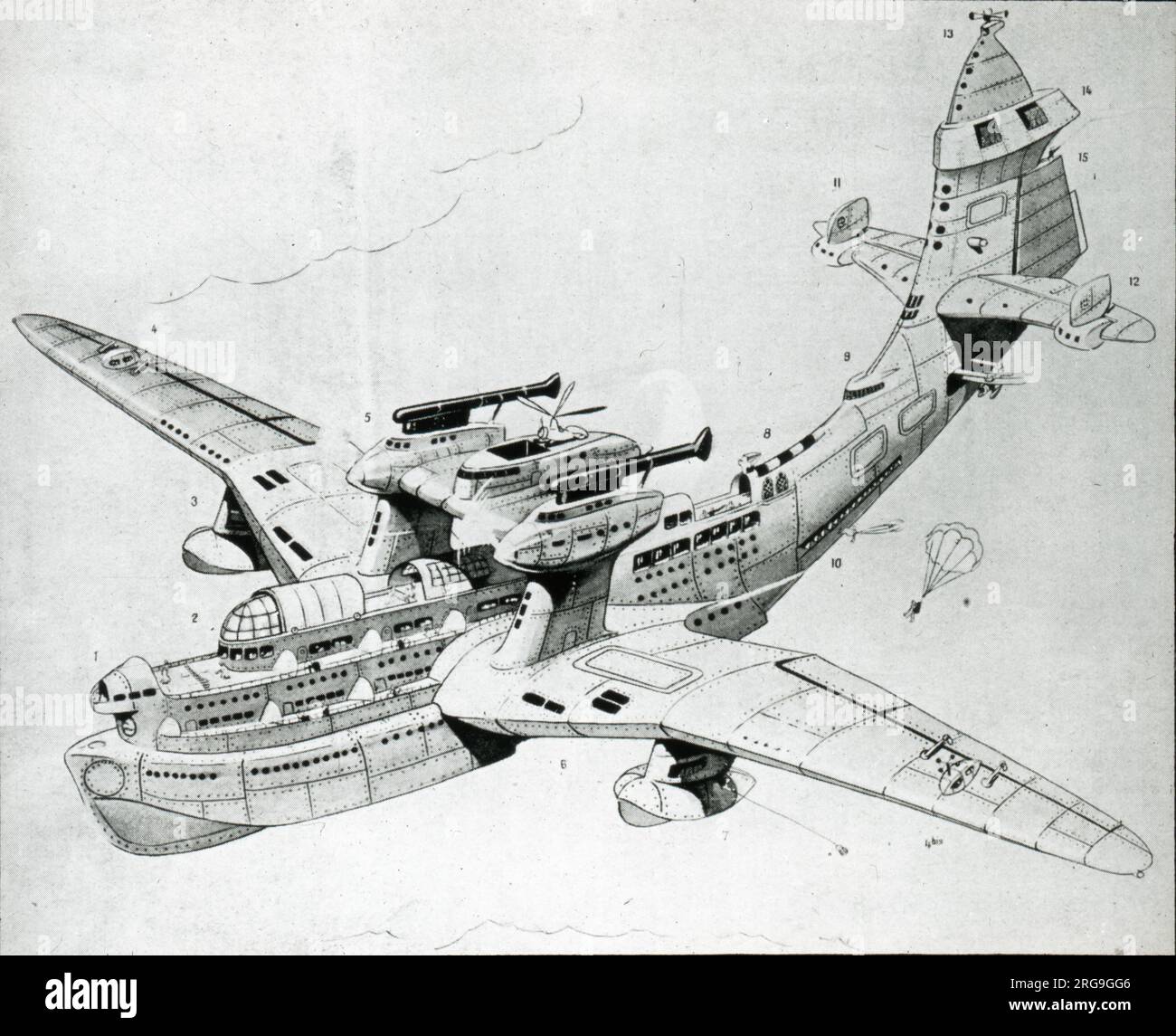 Loch Ness' flying boat (caricature), 1935 Stock Photo