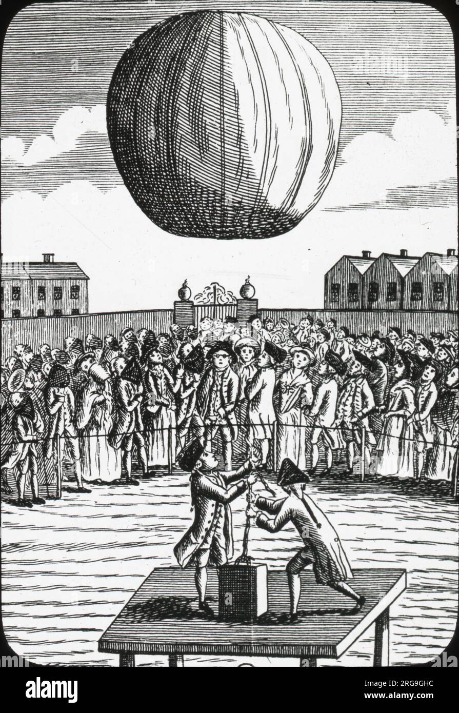 Zambeccari's first public balloon experiment Stock Photo