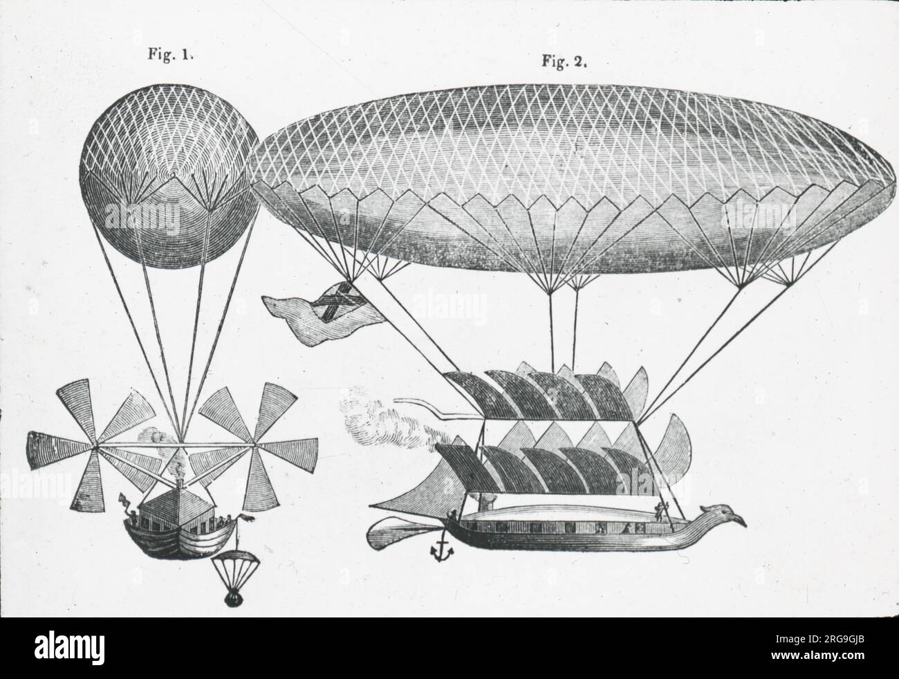 Cayley's improved design for a Navigable Balloon, 1783 Stock Photo