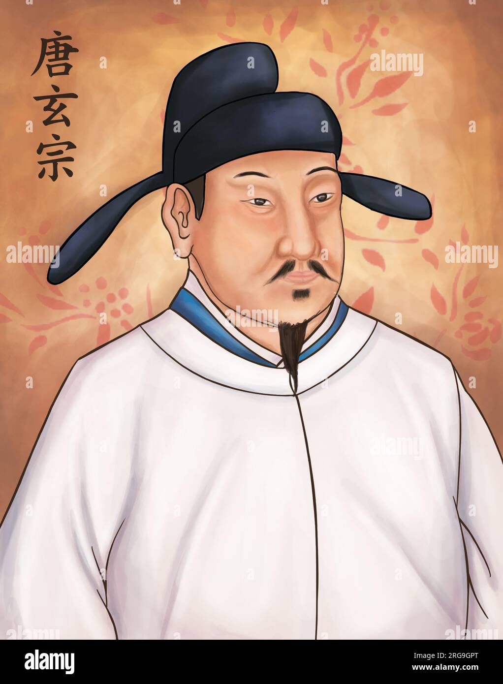 Emperor Xuanzong of Tang Dynasty, Chinese Emperor (712-756), hunted out of the capital by a Turkic military leader. Stock Photo