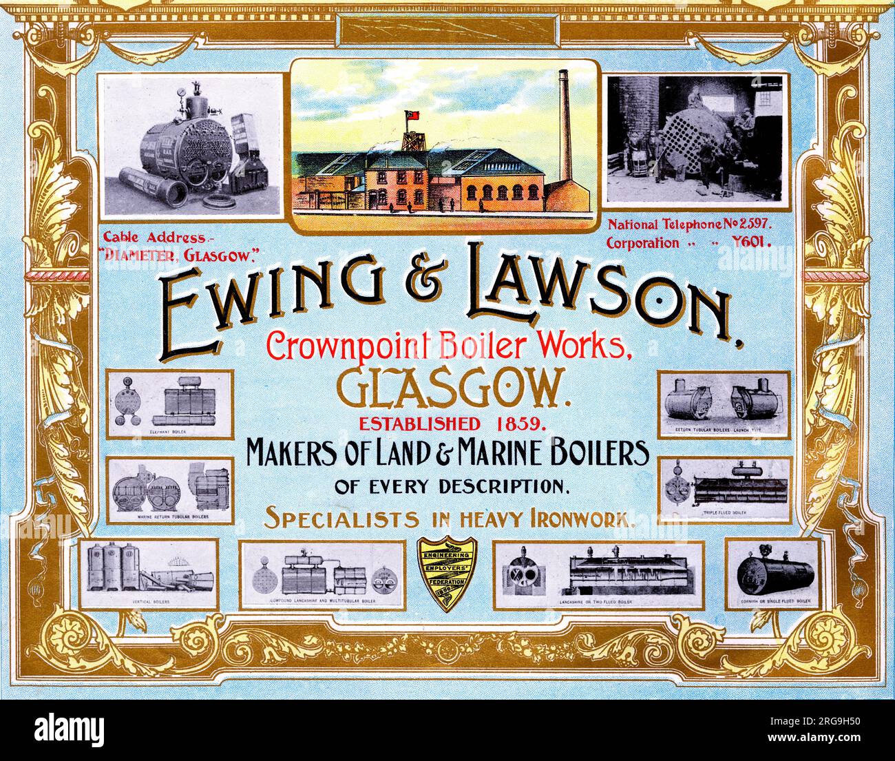 Ewing and Lawson, Boiler Makers, Glasgow - Scotland's Industrial Souvenir 1905. Stock Photo
