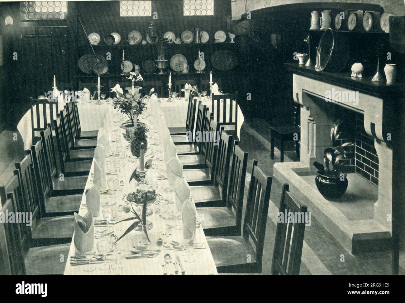 Interior view of the Dutch Kitchen Restaurant in Cardiff, with its heavy 17th century style panelling and furniture. Stock Photo