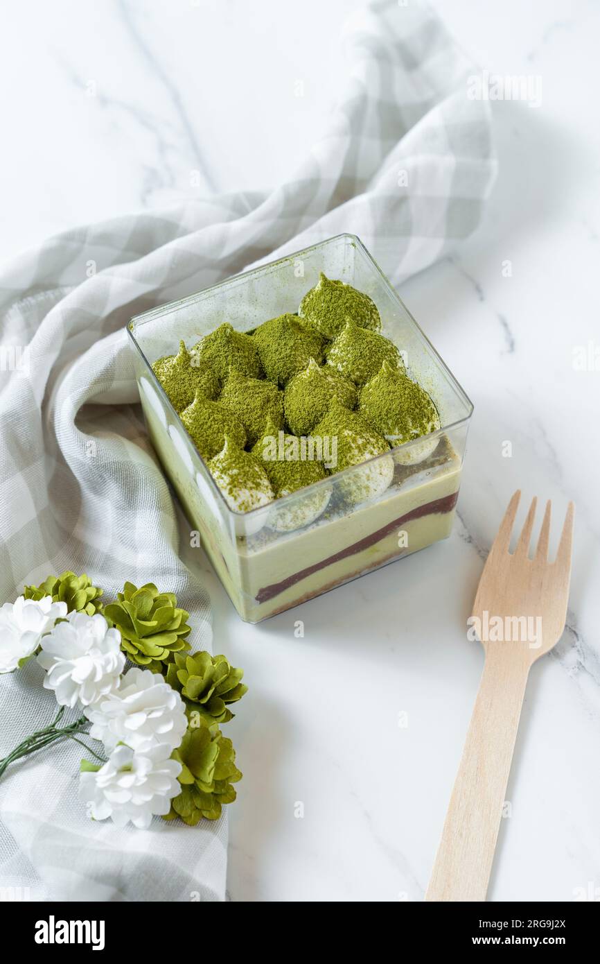 Matcha tiramisu cake Stock Photo - Alamy