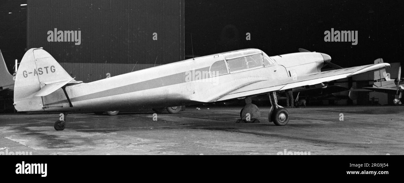 Nord 1002 Pingouin II G-ASTG (msn 183), previously F-BGKI, built in 1945 by Societe Nationale de Constructions Aeronautiques du Nord (SNCAN). G-ASTG entered the British aircraft register on 21 May 1964.                                                                                                                                                                                                        The Nord 1000 family was post-war French production of the Messerschmitt Me 108, initially using ready-built components and engines and later with new-build airframes and French engines. The Nord 10 Stock Photo