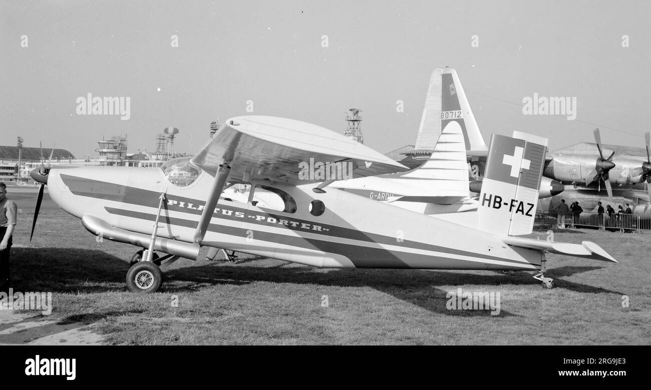 Pilatus PC-6 Porter HB-FAZ at the 1961 XXIVe Salon International de IAeronautique au Bourget. HB-FAZ was sold to Air Alpes on 19 July 1961 and crashed on Col du Dome du Gouter on 2 September 1961 Stock Photo