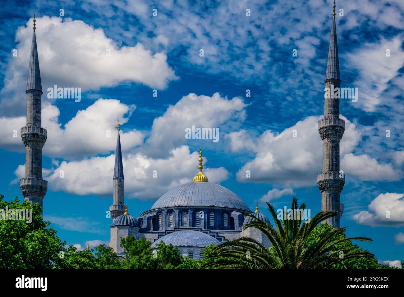 Istanbul, Turkey, Türkiye. Dome and Minarets of Hagia Sophia Mosque. Stock Photo