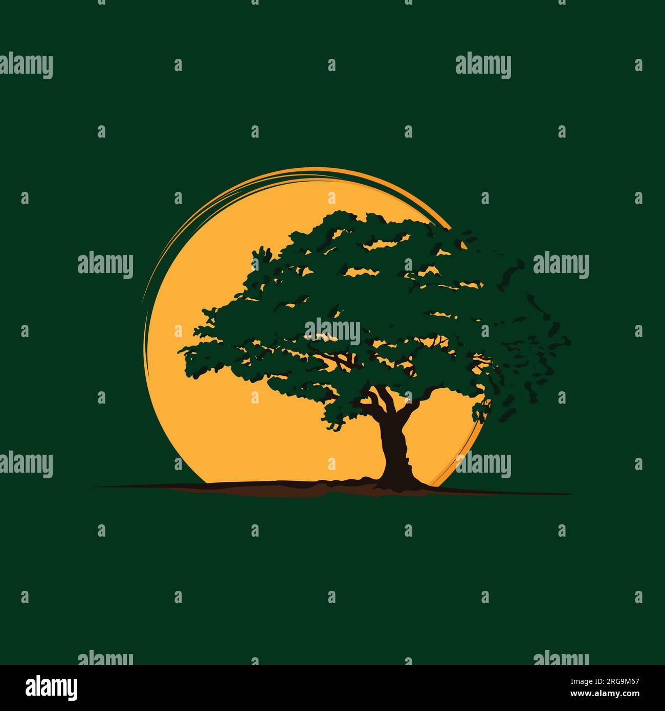 Tree Landscape logo design illustration vector template. Vector ...