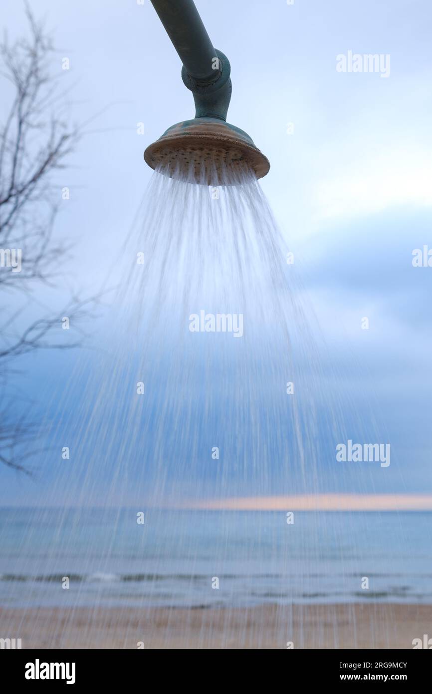 Beach shower, Mediterranean Stock Photo Alamy