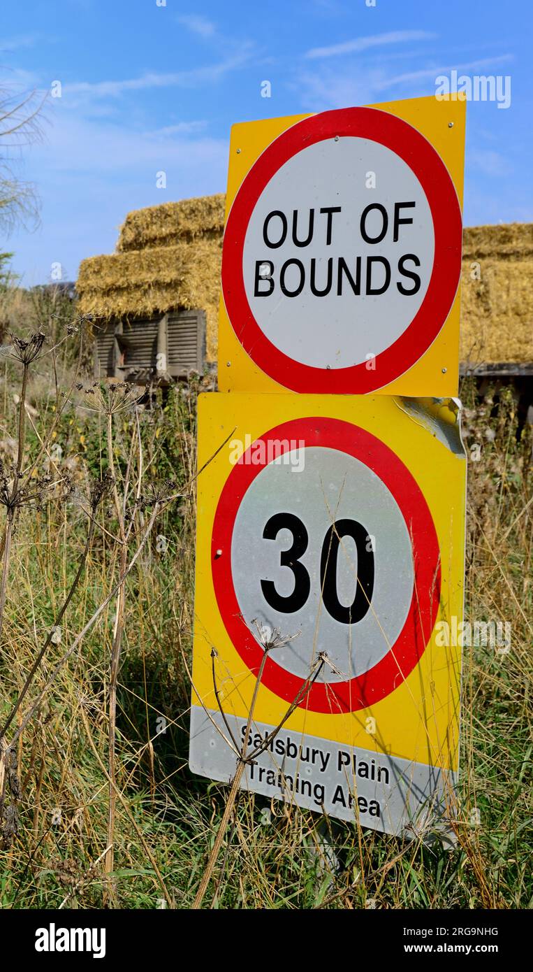 Signs on the Salisbury Plain Training Area, Wiltshire Stock Photo Alamy