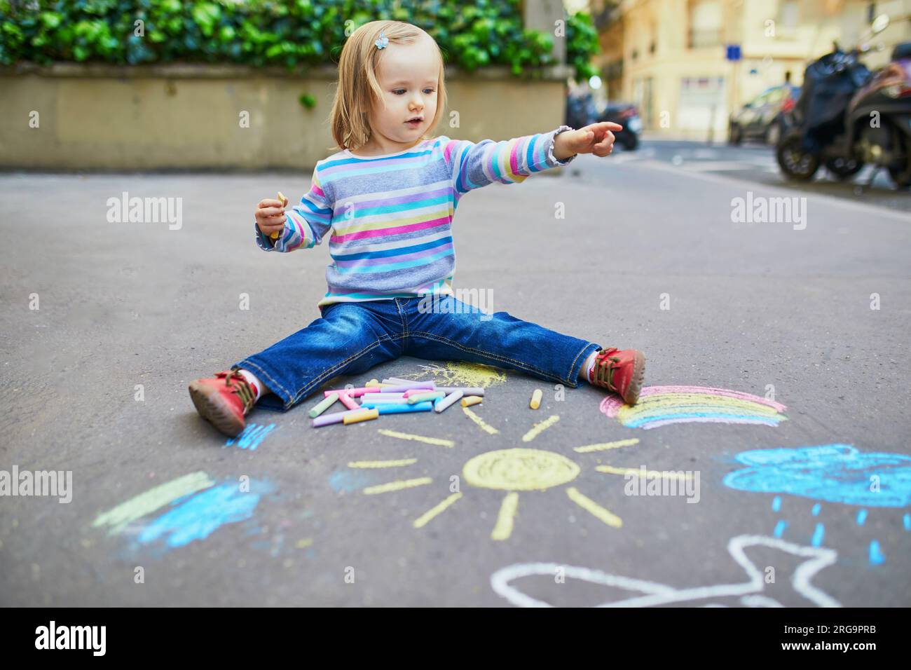 Colored Chalk Asphalt Children's Creativity Games Background Place