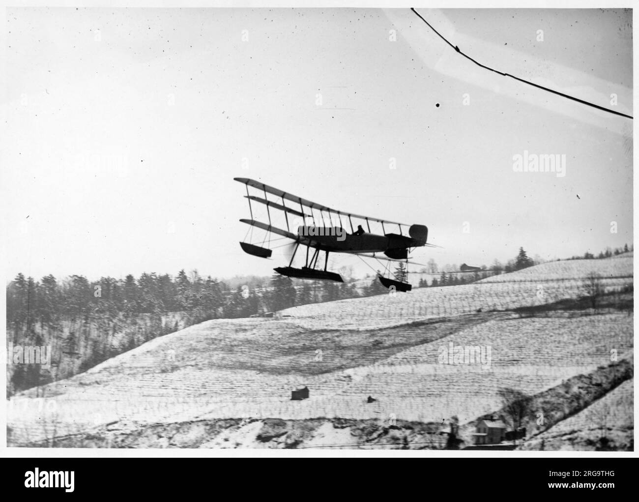 Curtiss Model N floatplane, with early wings and interplane strut-mounted ailerons. Stock Photo