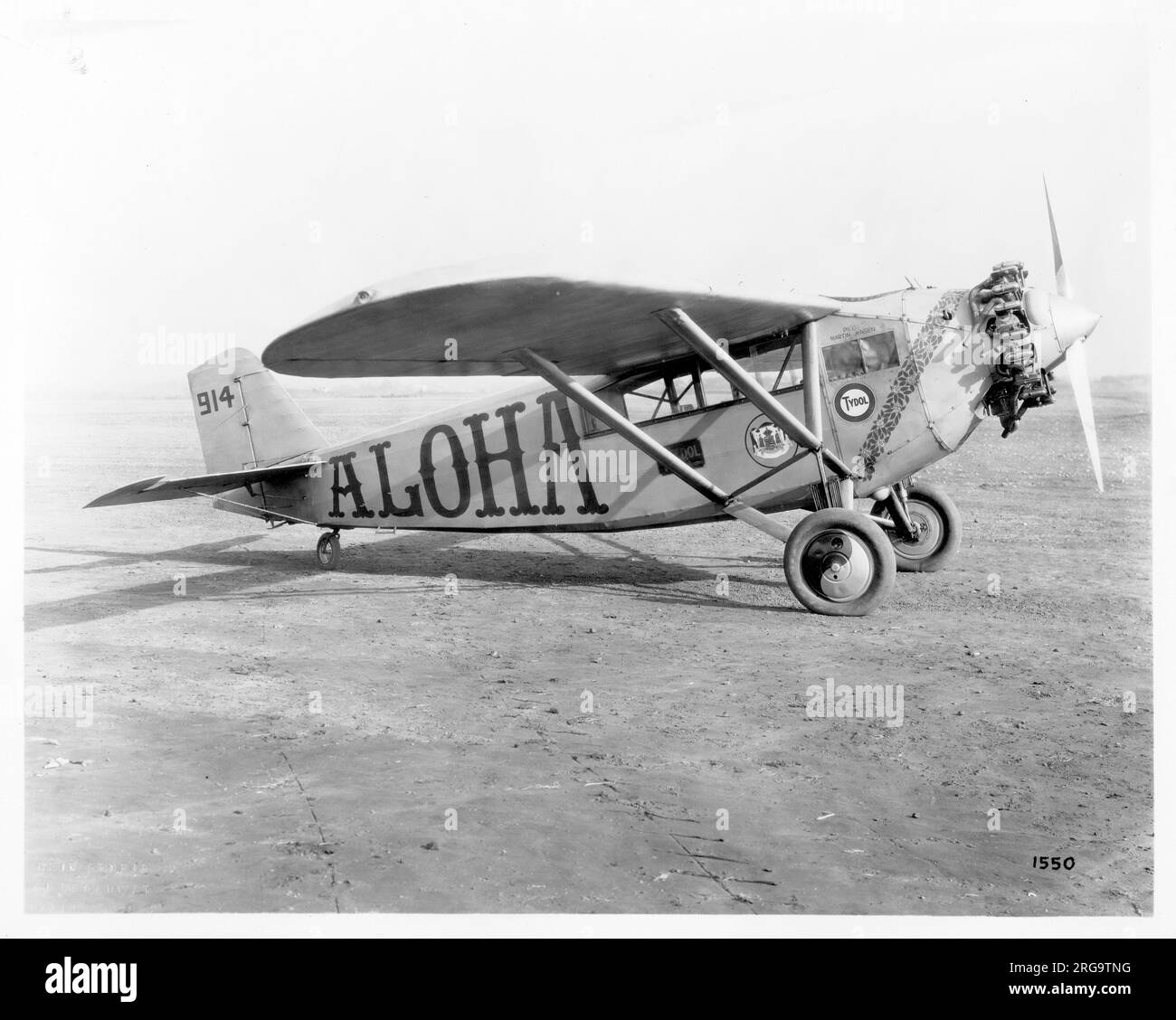 Breese 5 NC914 (msn 3) Aloha, a Dole racer entered by Jack Northrop and flown by Martin Jensen. The Dole Air Race, also known as the Dole Derby, was an air race across the Pacific Ocean from Oakland, California to Honolulu in the Territory of Hawaii held in August 1927, which claimed the lives of ten participants. Stock Photo
