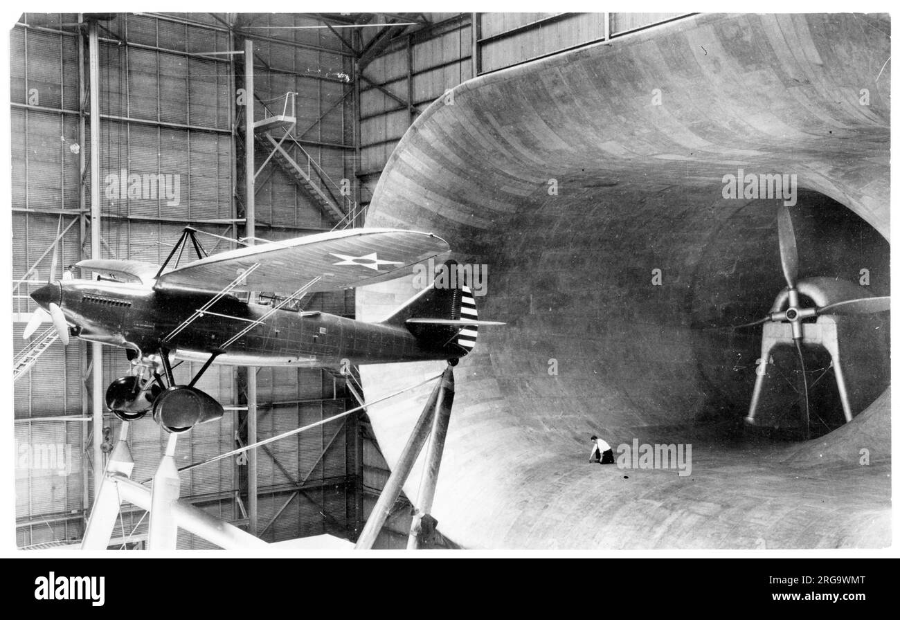 Douglas YO-31A 31-604 (msn 1069), shown mounted in the full-scale National Advisory Committee for Aeronautics (NACA) wind tunnel at Langley, Virginia. 31-604 was tested at Wright Field as the XYO-31A and was later tested in the NACA wind tunnel at Langley in May 1932, before returning to Douglas at Santa Monica Stock Photo