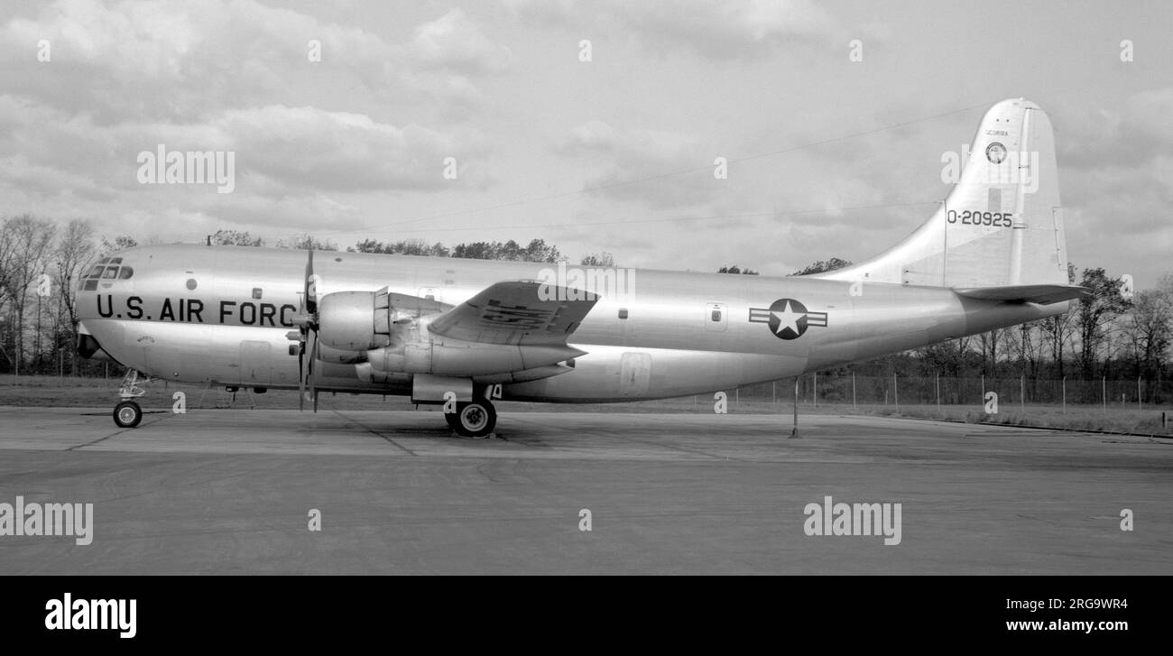 Georgia Air National Guard - Boeing C-97G-135-BO Stratofreighter 52-0925 at Baltimore. Built as a KC-97G-23-BO and converted to C-97G for service with the Georgia ANG. To Balair Air Lines in Switzerland in 1969 as HB-ILX and operated by Balair for the Red Cross  -  Foundation for Airborne Relief in the Biafran Air Lift. (very odd, seems it was still on the USAF's books!!) To MASDC on 2 May 1970, declared excess 27 May 1970 and scrapped. Stock Photo