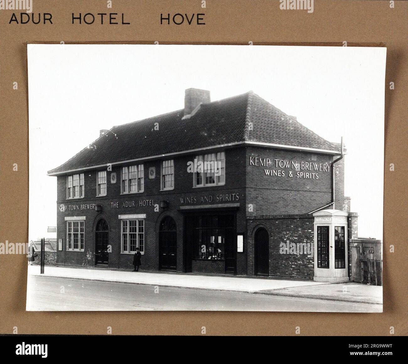 Photograph of Adur Hotel, Hove, Sussex. The main side of the print (shown here) depicts: Corner on view of the pub.  The back of the print (available on request) details:  Nothing for the Adur Hotel, Hove, Sussex BN3 4LW. As of July 2018 . Now the Gather Inn . Star (Heineken UK) Stock Photo