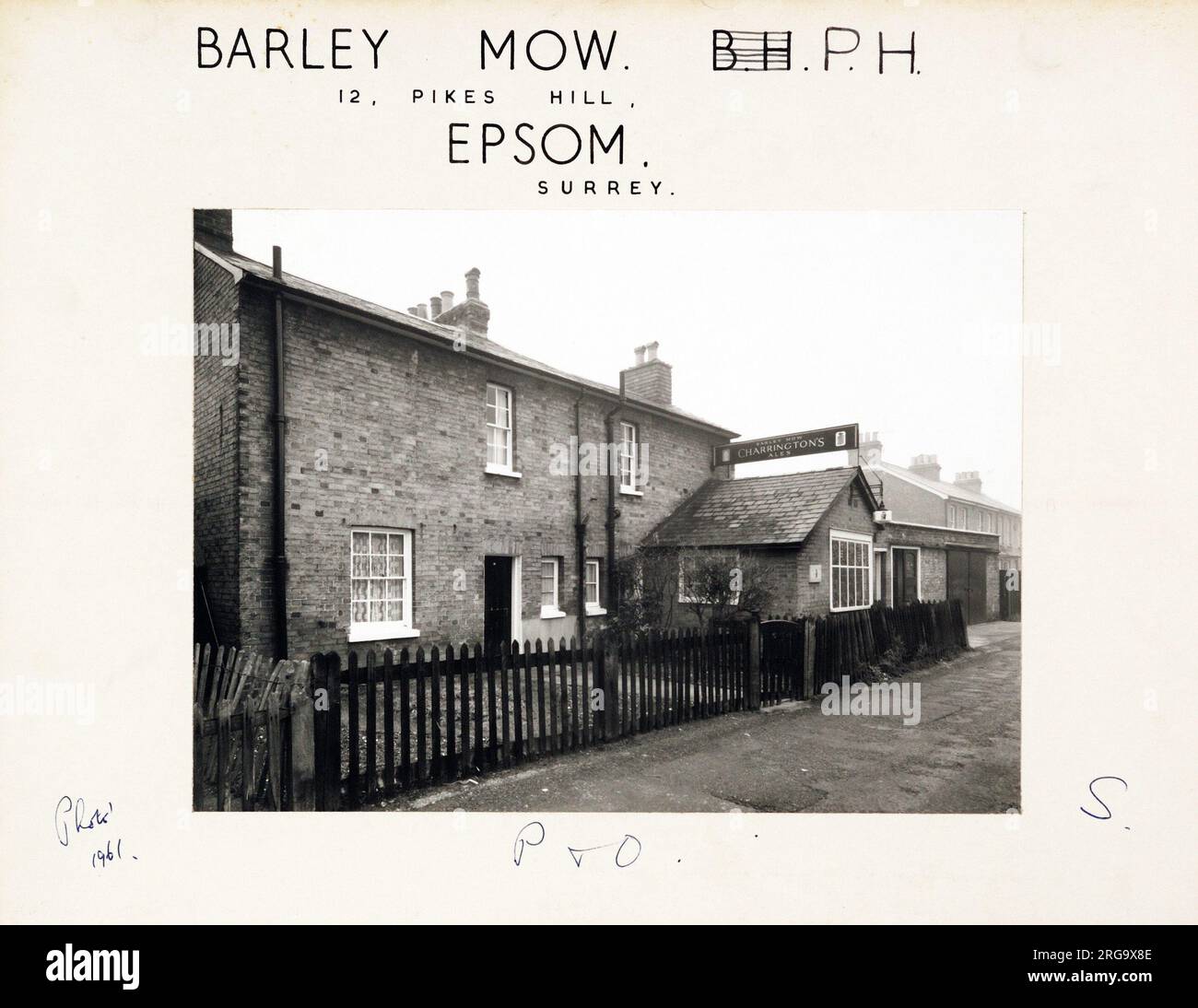 Photograph of Barley Mow PH, Epsom, Surrey. The main side of the print