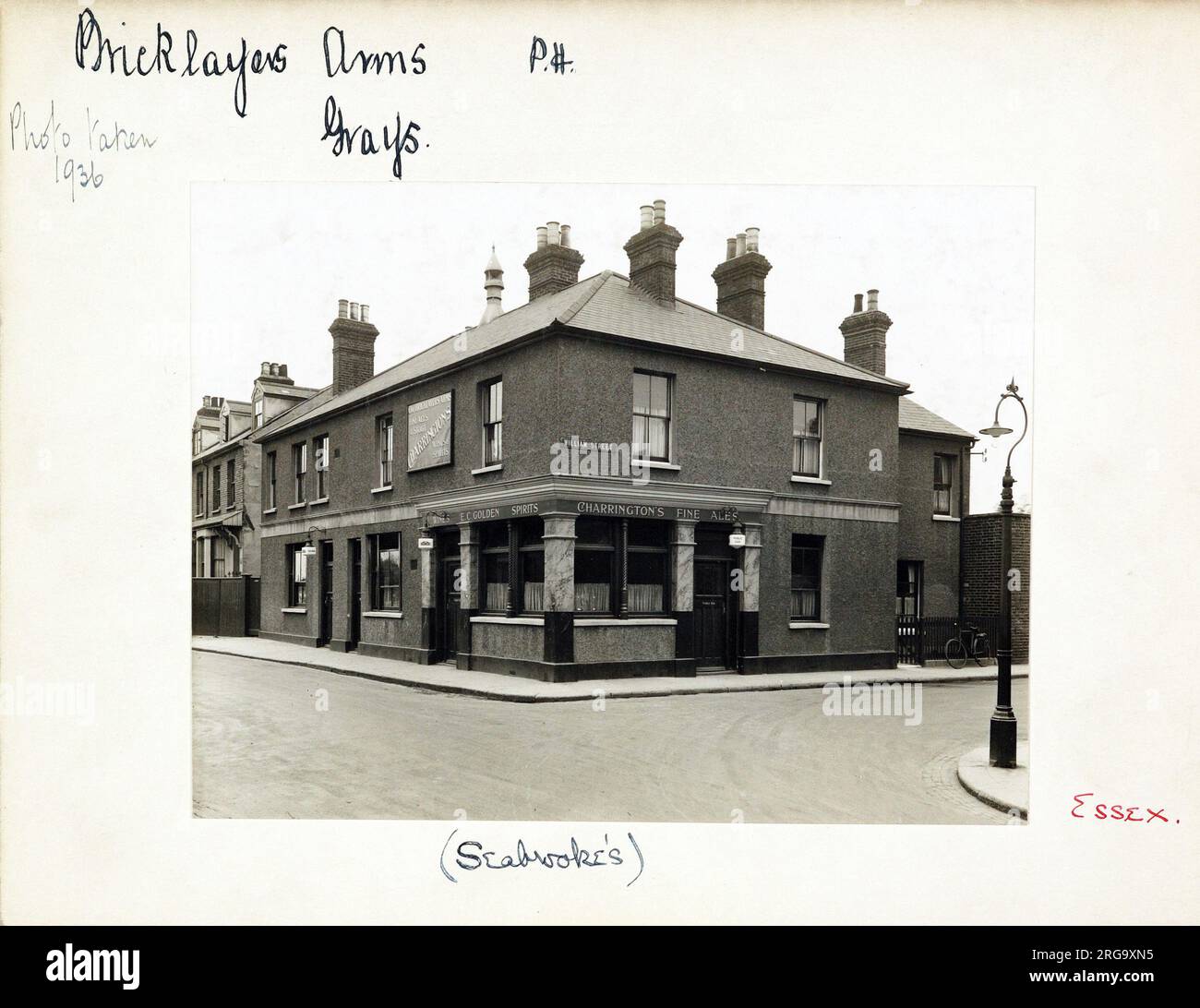Photograph of Bricklayers Arms, Grays, Essex. The main side of the print (shown here) depicts