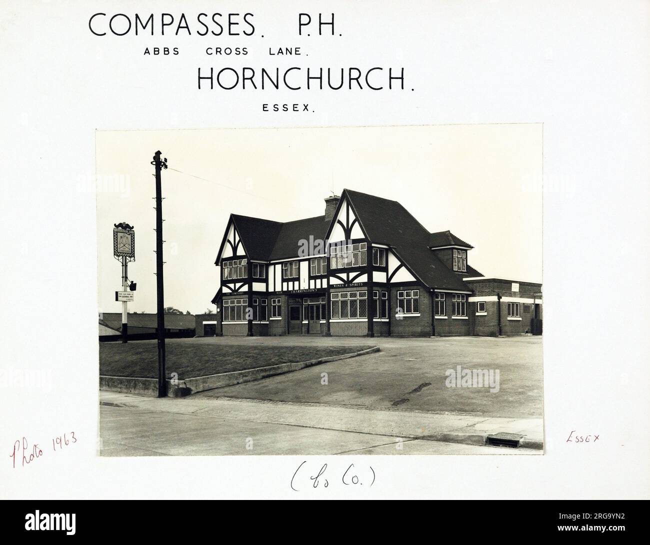 Photograph of Compasses PH, Hornchurch, Essex. The main side of the print (shown here) depicts