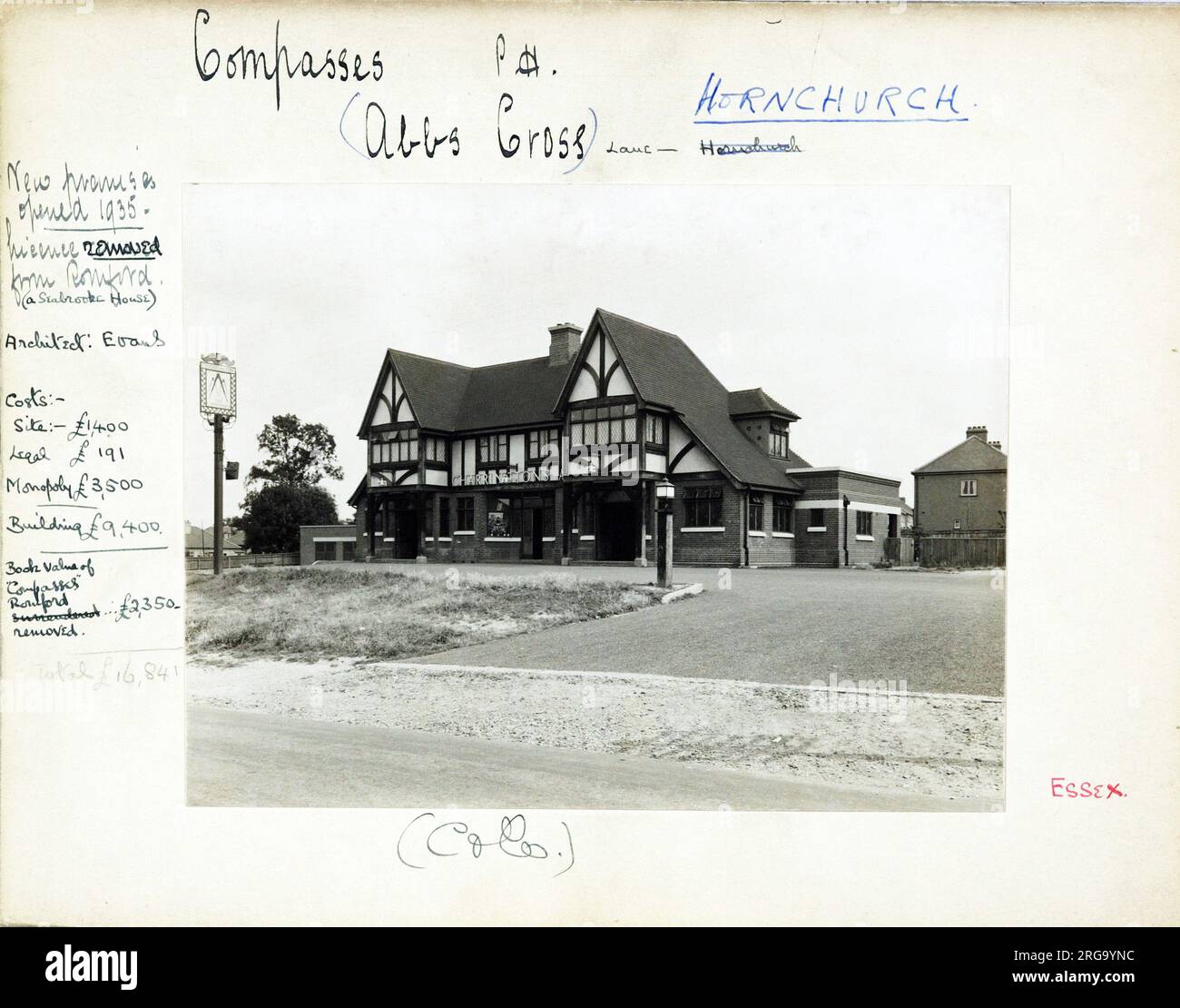 Photograph of Compasses PH, Hornchurch, Essex. The main side of the print (shown here) depicts