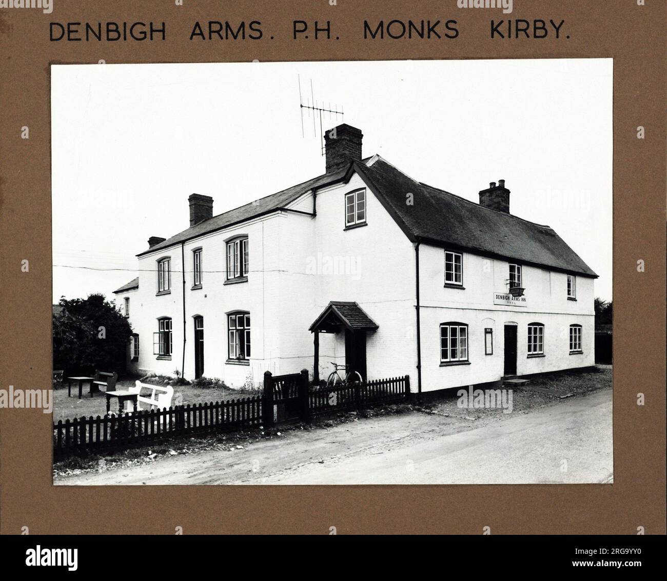 Photograph of Denbigh Arms, Monks Kirby, Warwickshire. The main side of the print (shown here
