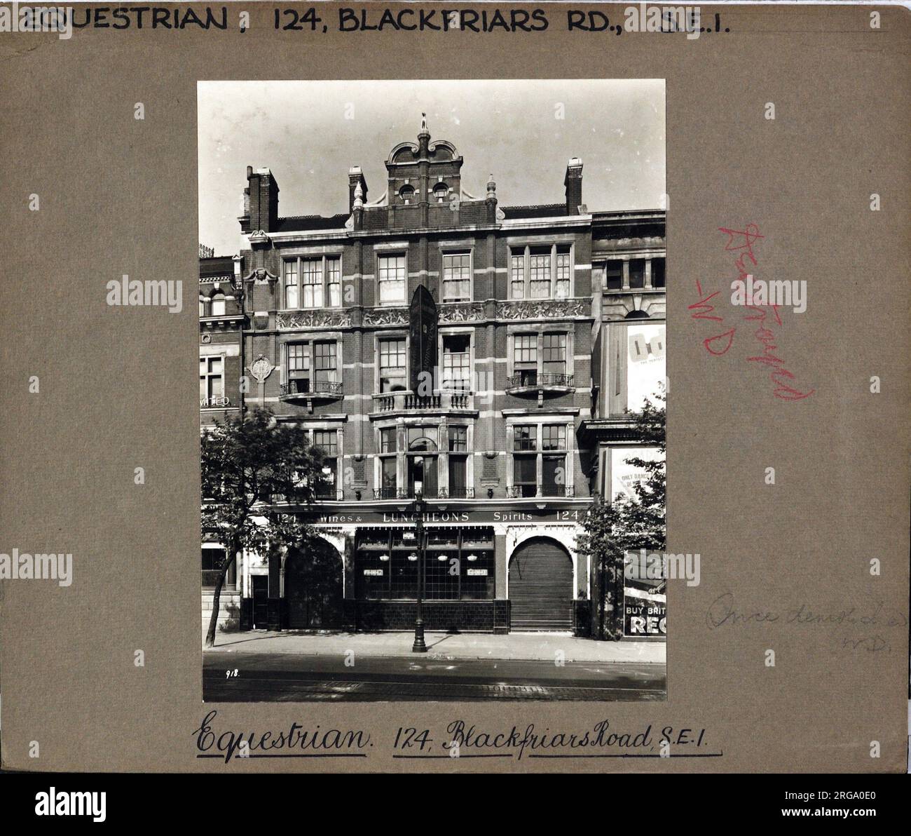 Photograph of Equestrian PH, Southwark, London. The main side of the